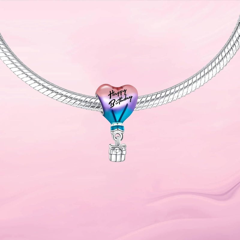 VALGACLS 925 Sterling Silver Family Love Mom Mouse Heart Charms for Bracelets Necklace Valentine's Day Mother's Day Jewelry Charm for Women - Image 1